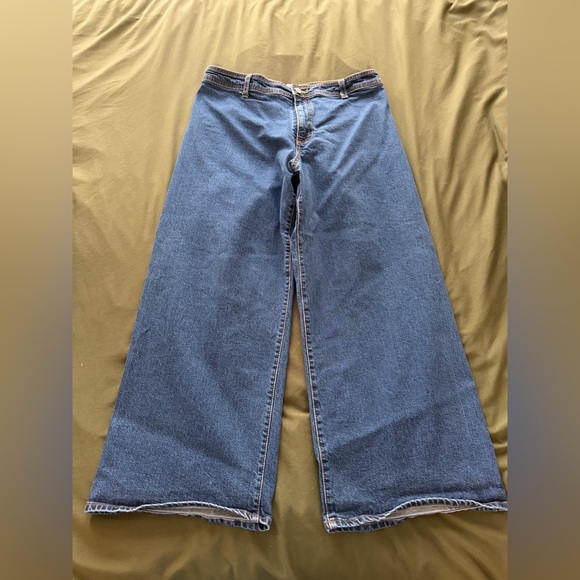 High-Rise Sailor Wide Leg Ankle Jeans - Dark Wash 14 - Picture 4 of 8